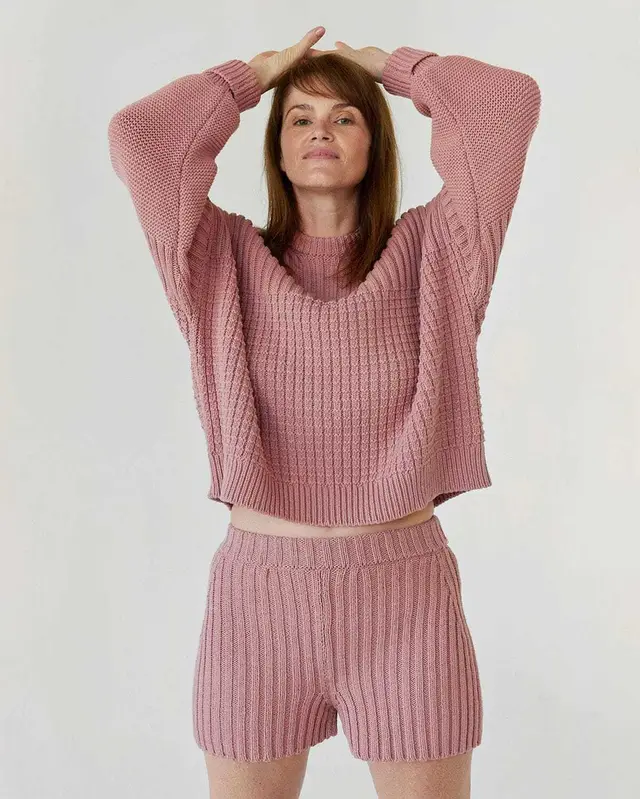 Fashion Autumn And Winter New Round Neck Loose Casual Two piece Suit Pink - Shop at LoveMi