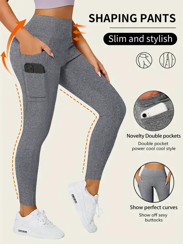Spring And Summer Women's Two pocket Tight Sports Pants Heather Gray - Shop at LoveMi