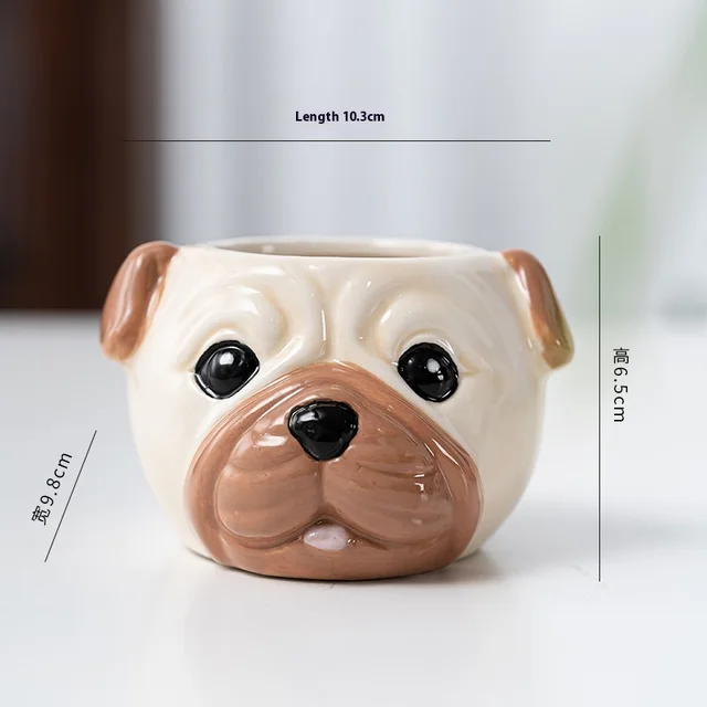 Ceramic Cartoon Animal Flowerpot Home Gardening Shar Pei - Shop at LoveMi