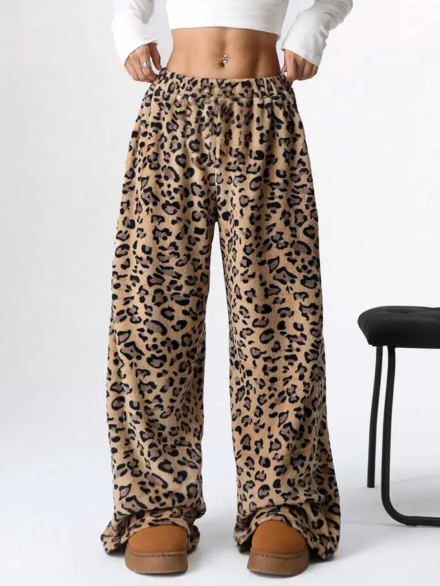 New Casual Pants Leopard Print Wide Leg Pants No Style - Shop at LoveMi
