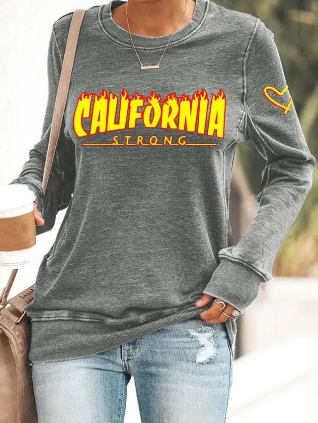 Simple Casual Round Neck Women's Top Gray - Shop at LoveMi