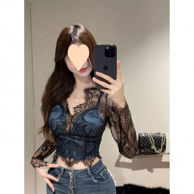 Lace Heavy Industry Crochet Collar Lace Bottoming Shirt - Shop at LoveMi