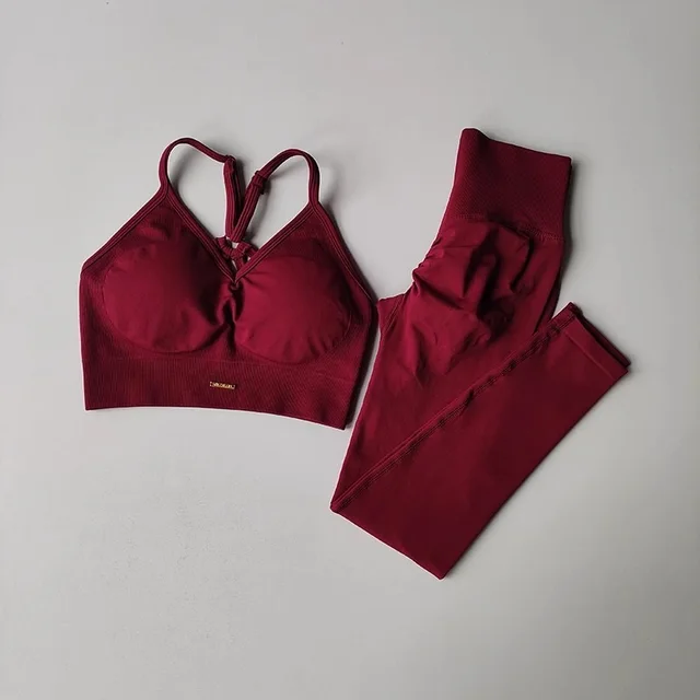 C3M European And American High Waist Sweat absorbent Workout Clothes Sling Yoga Suit Ankela Red - Shop at LoveMi