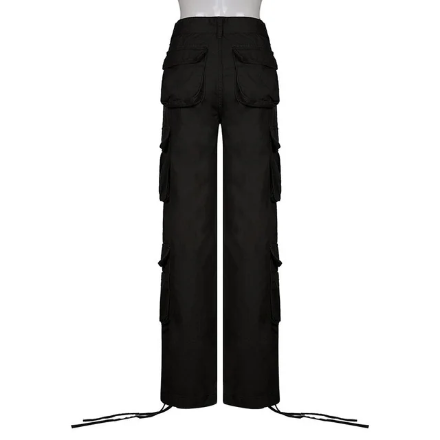 Autumn And Winter European And American Women's Clothing Tooling Straight leg Trousers Black - Shop at LoveMi