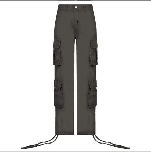 Autumn And Winter European And American Women's Clothing Tooling Straight leg Trousers Dark Gray - Shop at LoveMi