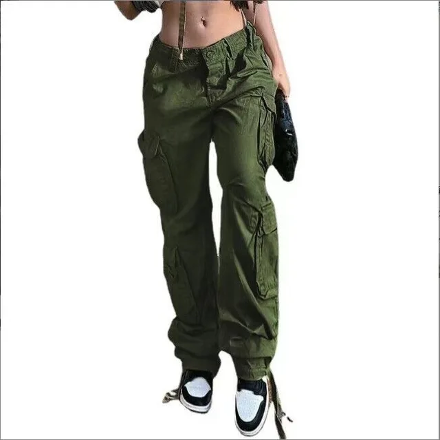 Autumn And Winter European And American Women's Clothing Tooling Straight leg Trousers Green - Shop at LoveMi
