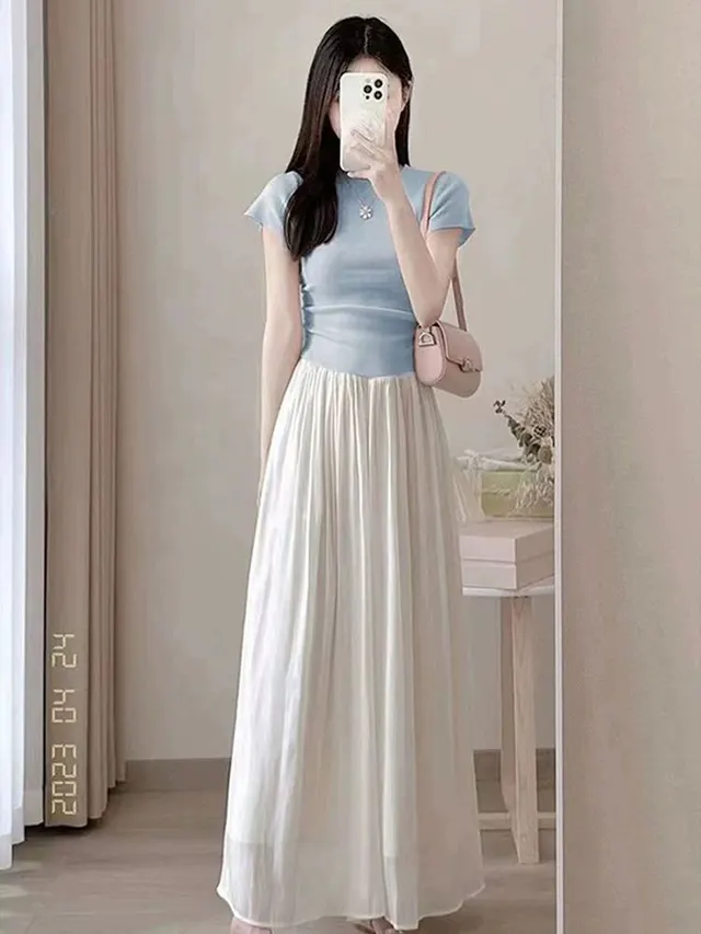 Short Sleeve Top And Skirt Two piece Suit White Skirt - Shop at LoveMi