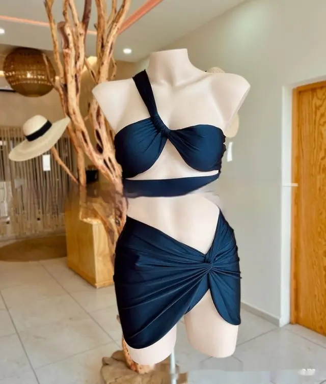 New 3 piece Lace up Split Swimsuit Black - Shop at LoveMi