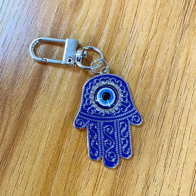 Vintage Drop Oil Pendant Keychain Hanging Decorations Silver Edge Blue - Shop at LoveMi