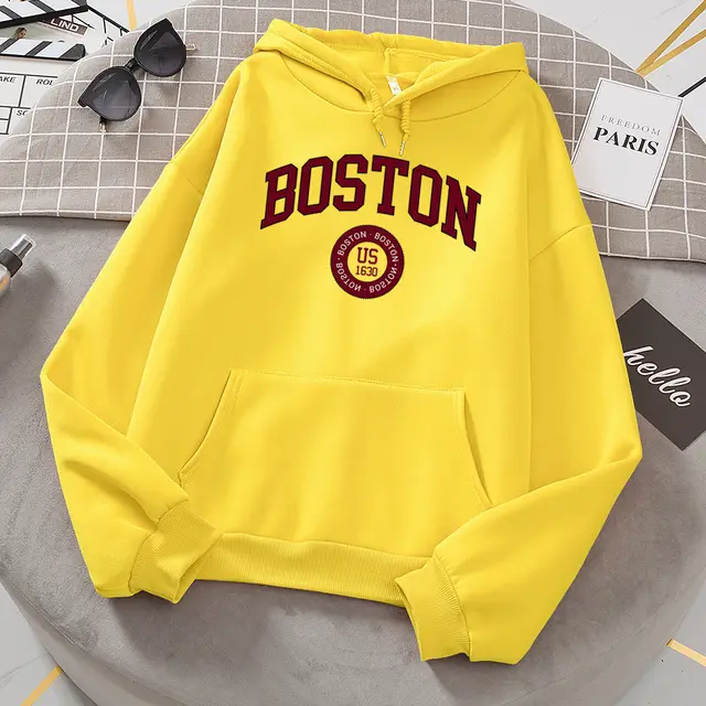 New Female Print Casual Hooded Sweater Yellow - Shop at LoveMi