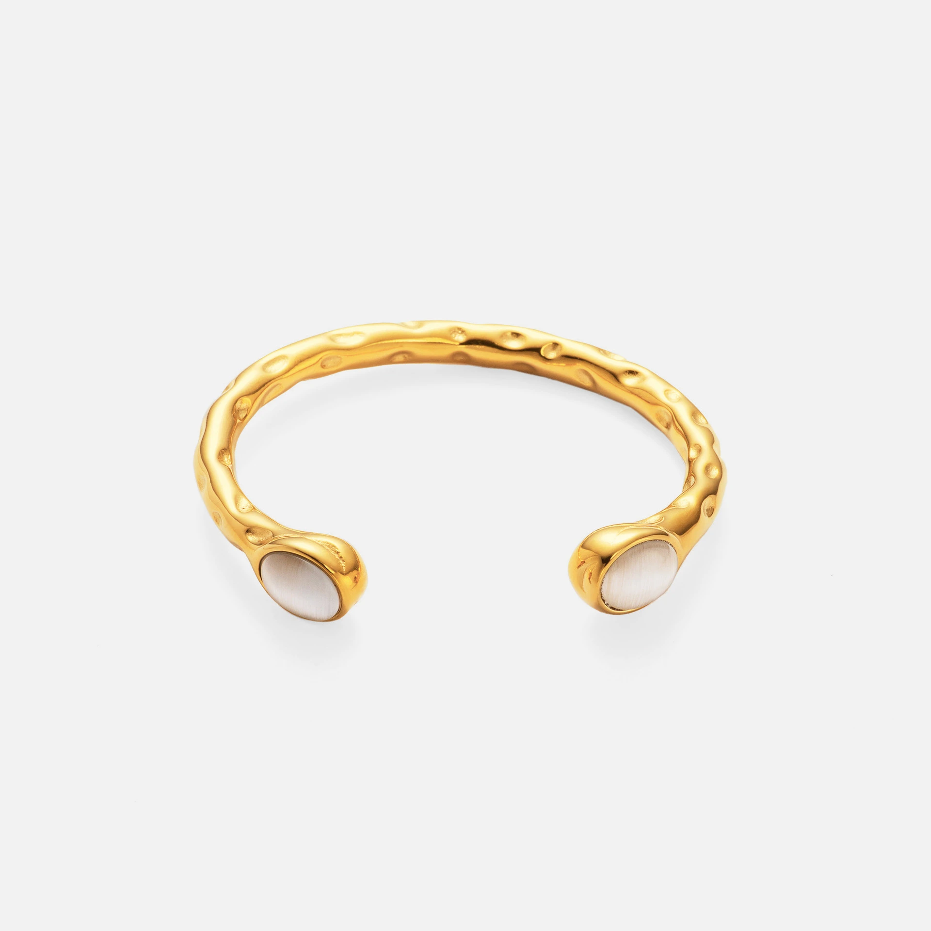 Genuine Gold Plated Titanium Steel Exquisite Zircon Opening Bracelet - White