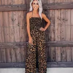 Women's Leopard Print Halter Backless Jumpsuit - Color