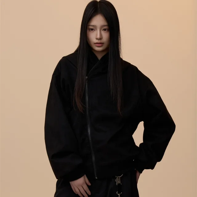 American Retro Shaped Deconstruction Wizard's Hat Cardigan Jacket Black - Shop at LoveMi