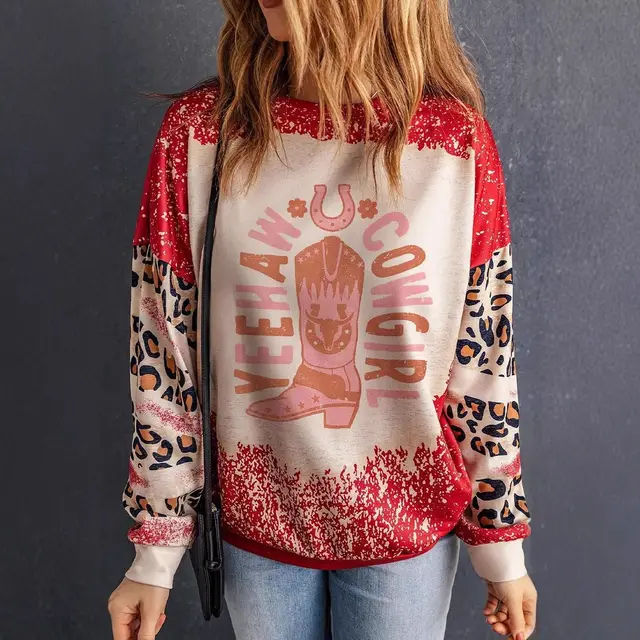 Heart Printing Round Neck Long Sleeve Pullover Hoodie Style B - Shop at LoveMi
