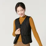 Fashion Fleece Lined Padded Warm Keeping Slim Women Vest - Black