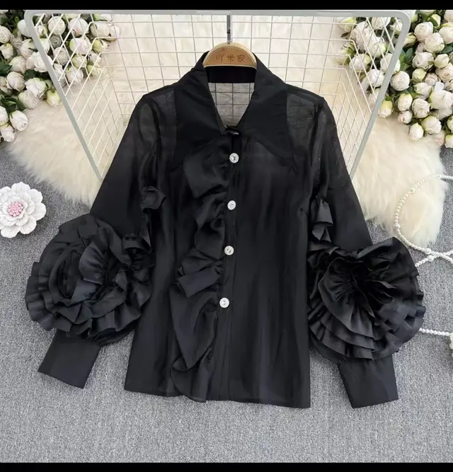 Niche Set Stitching Loose Cool Western Style Shirt Female Black - Shop at LoveMi