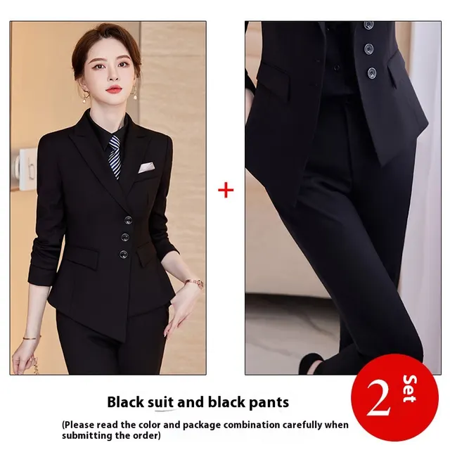 Long Sleeve Three Button Suit Business Suit Black Suit Pants - Shop at LoveMi