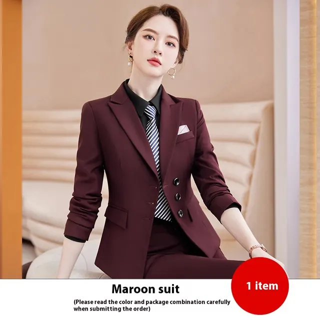 Long Sleeve Three Button Suit Business Suit Purplish Red Suit - Shop at LoveMi