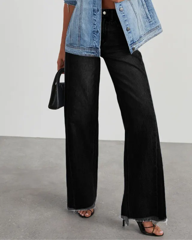 Loose Casual Straight leg Wide Leg Mop Pants Women Black Pants - Shop at LoveMi