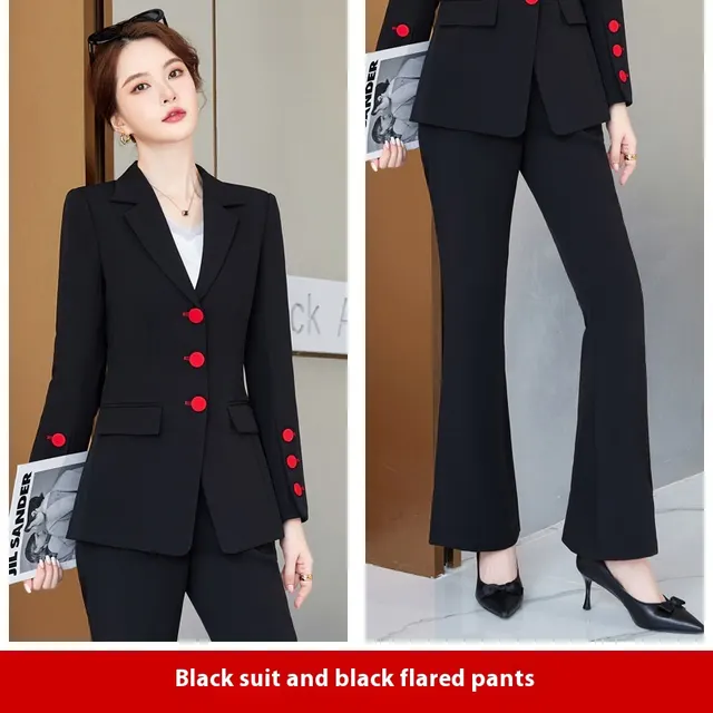 Women's Business Wear Suit Suit Suit Bell bottom Pants Trousers Black Suit - Shop at LoveMi