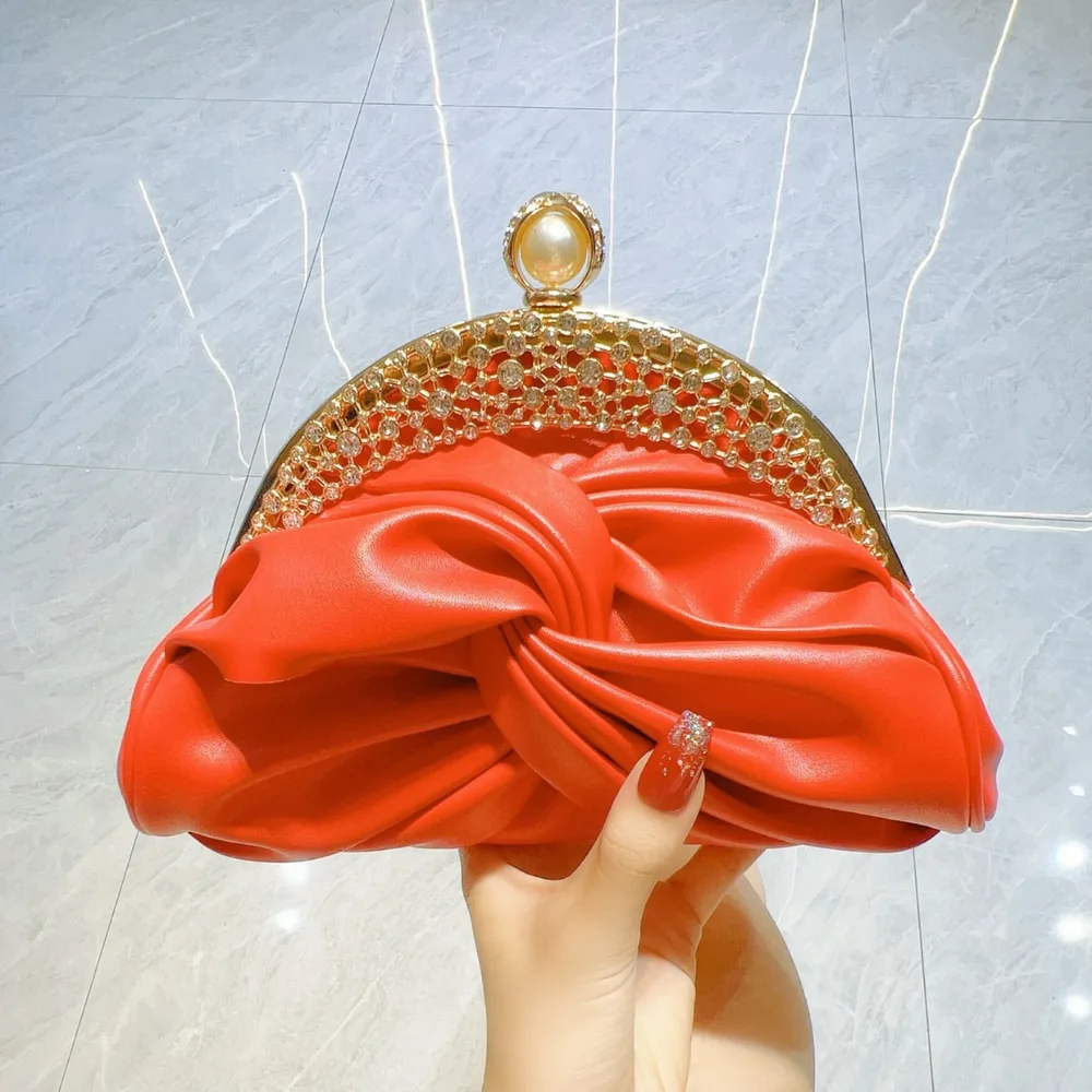 Diamond embedded High grade Socialite Clutch Mini Red - Shop at LoveMi