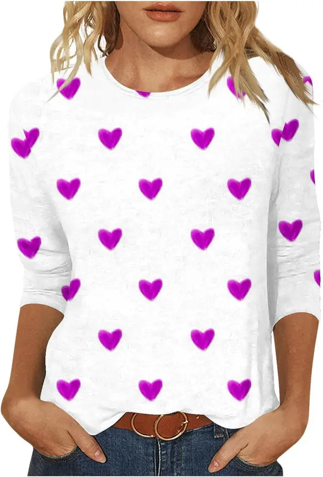 Digital Printed Three quarter length sleeved T shirt Qfxnk04 - Shop at LoveMi