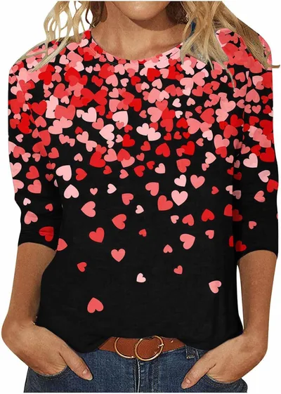 Digital Printed Three quarter length sleeved T shirt Qfxnk08 3Xl - Shop at LoveMi