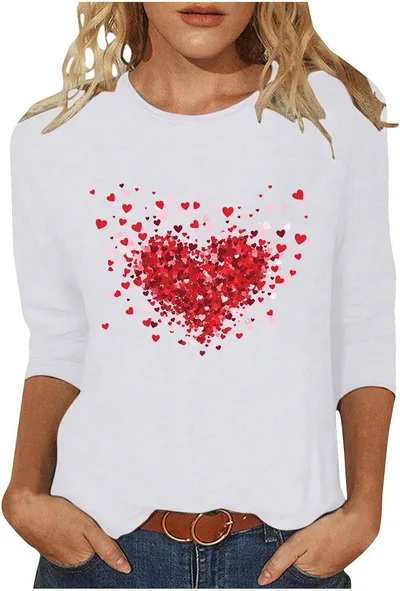 Digital Printed Three quarter length sleeved T shirt Qfxnk09 5Xl - Shop at LoveMi