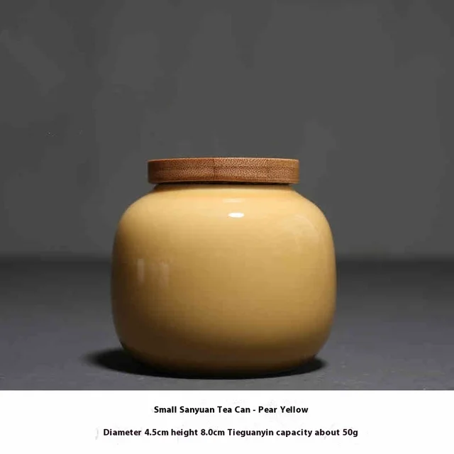 Small Three Solid Color Simple Bamboo Cover Tea Pot Pear Yellow Style - Shop at LoveMi