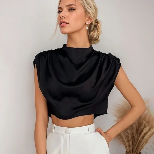Elegant Women's Short Top Short Sleeve Black - Shop at LoveMi