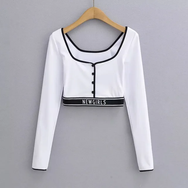 High Waist Bare Midriff Slim Fit Inner Sports Top White - Shop at LoveMi