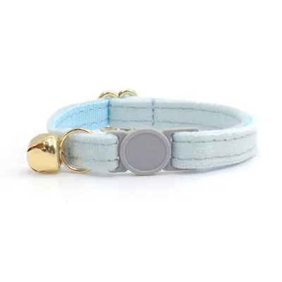 Cute Fashion Cat Collar Bell Safety Sky Blue Velvet - Shop at LoveMi