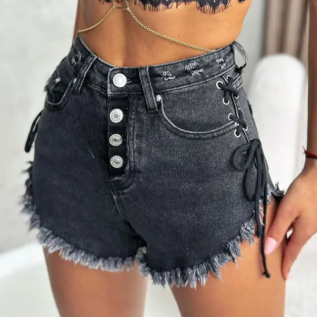 Burrs Slimming Denim Shorts M1695 Black - Shop at LoveMi