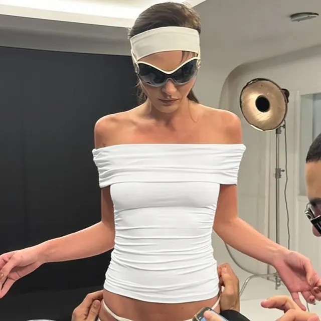 Women's Fashion Skinny Slimming Off shoulder Top White - Shop at LoveMi