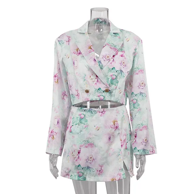 Fashion Loose fitting Long Sleeves Polo Collar Top Skirt Outfit Pink - Shop at LoveMi