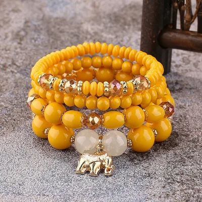 Women's Fashion Elephant Pendant Crystal Bracelet Beige - Shop at LoveMi
