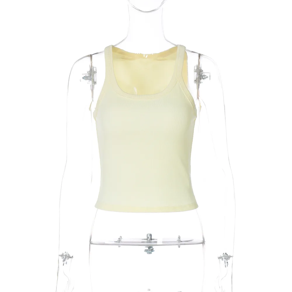 Women's Fashion U neck Slim fit Tank Top Yellow - Shop at LoveMi