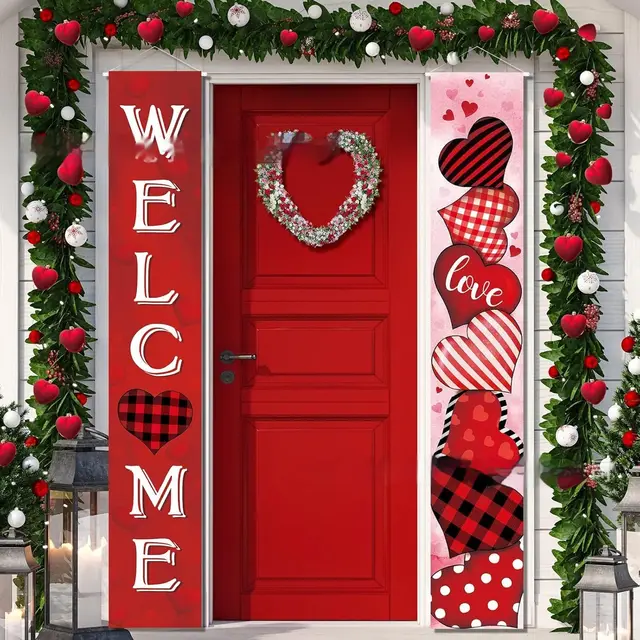 New Romantic Valentine's Day Party Couplet Banner Door Curtain Ldl156 - Shop at LoveMi