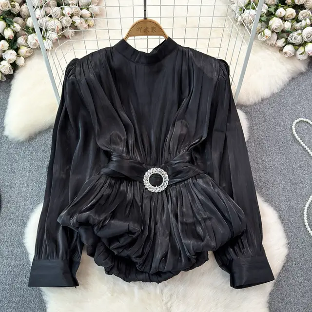 French Style High grade Light Luxury Design Sense Niche Top Women Black - Shop at LoveMi