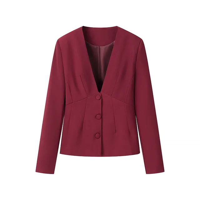 New Style Fashion Simple V neck Casual Suit Red Top - Shop at LoveMi