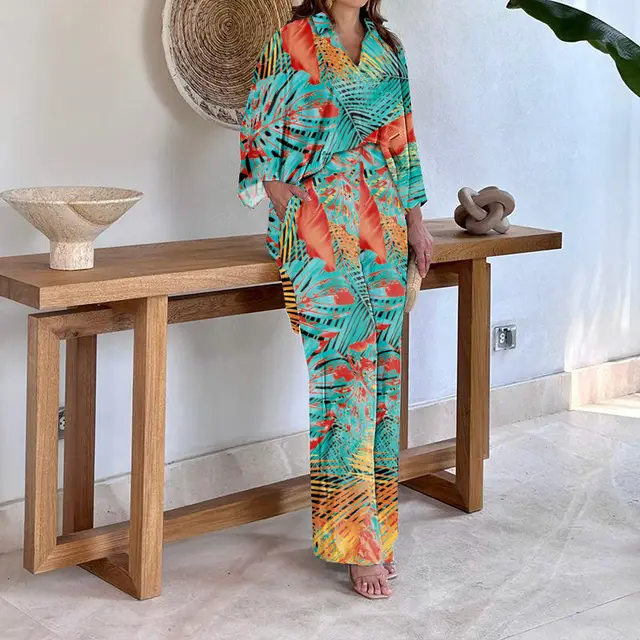Batwing Sleeve Printed Two piece Suit Suit Women Summer Style Printing - Shop at LoveMi