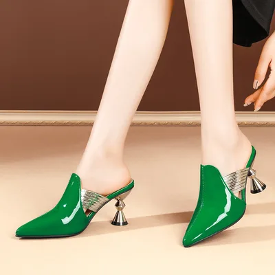 Fashionable Chunky Heel One line Fashion Women's Shoes Green - Shop at LoveMi
