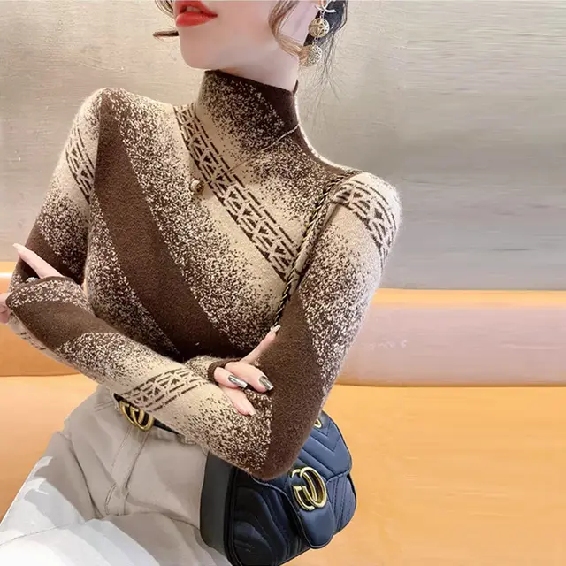 Early Autumn New Half Turtleneck Sweater For Women Brown - Shop at LoveMi