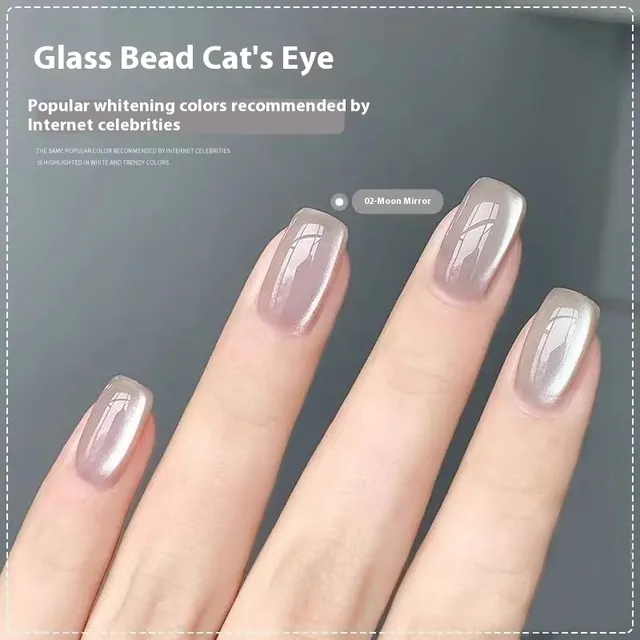 New Micro Glass Bead Crystal Cat's Eye Gel Nail Polish Moon Mirror - Shop at LoveMi