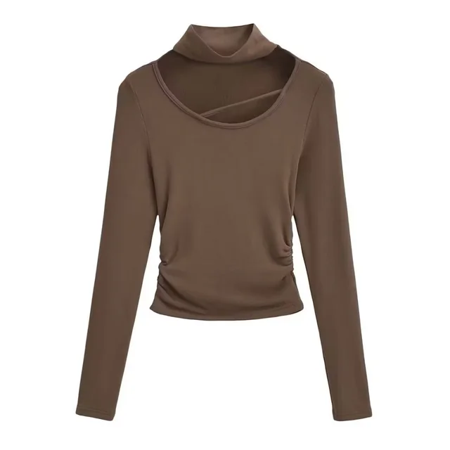Women's Fashion Personality Elegant Bottoming Top Brown - Shop at LoveMi