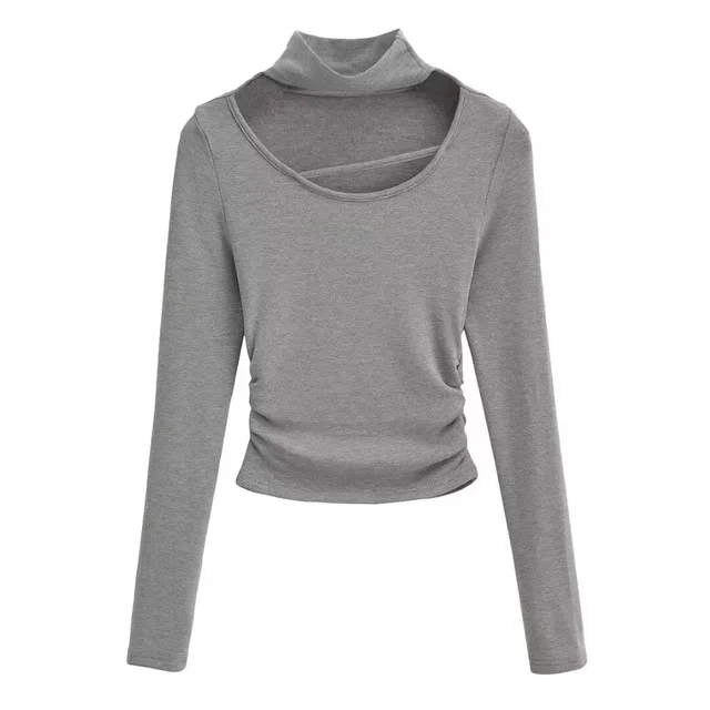 Women's Fashion Personality Elegant Bottoming Top Gray - Shop at LoveMi