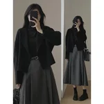 Black Coat Gray Skirt