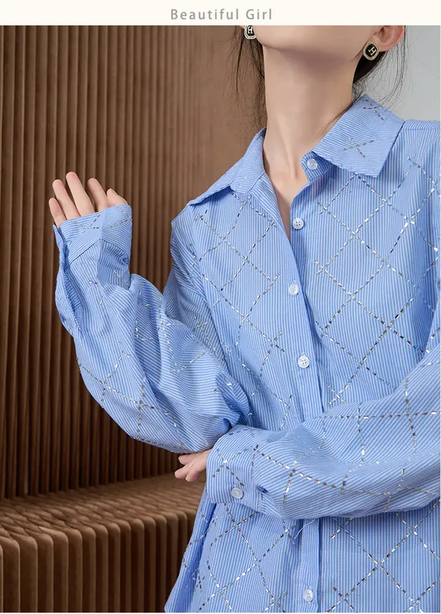 Women's Fashion Casual Blue Shirt Shorts Suit Blue Blue Shirt - Shop at LoveMi