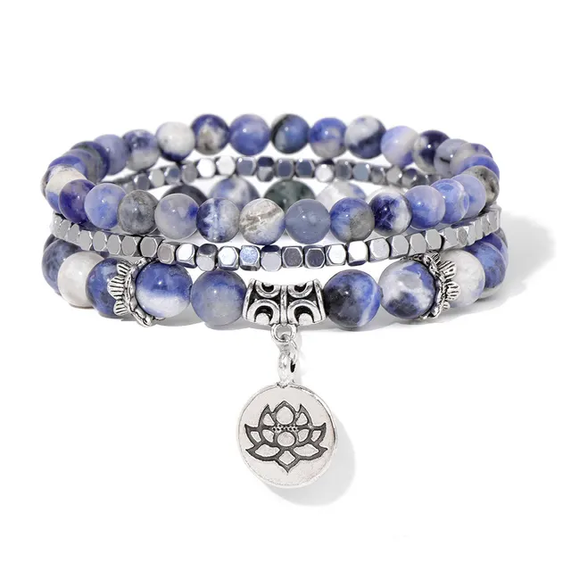 Natural Stone Beads Bracelet Female Lotus Pendant Fk174419Cm - Shop at LoveMi