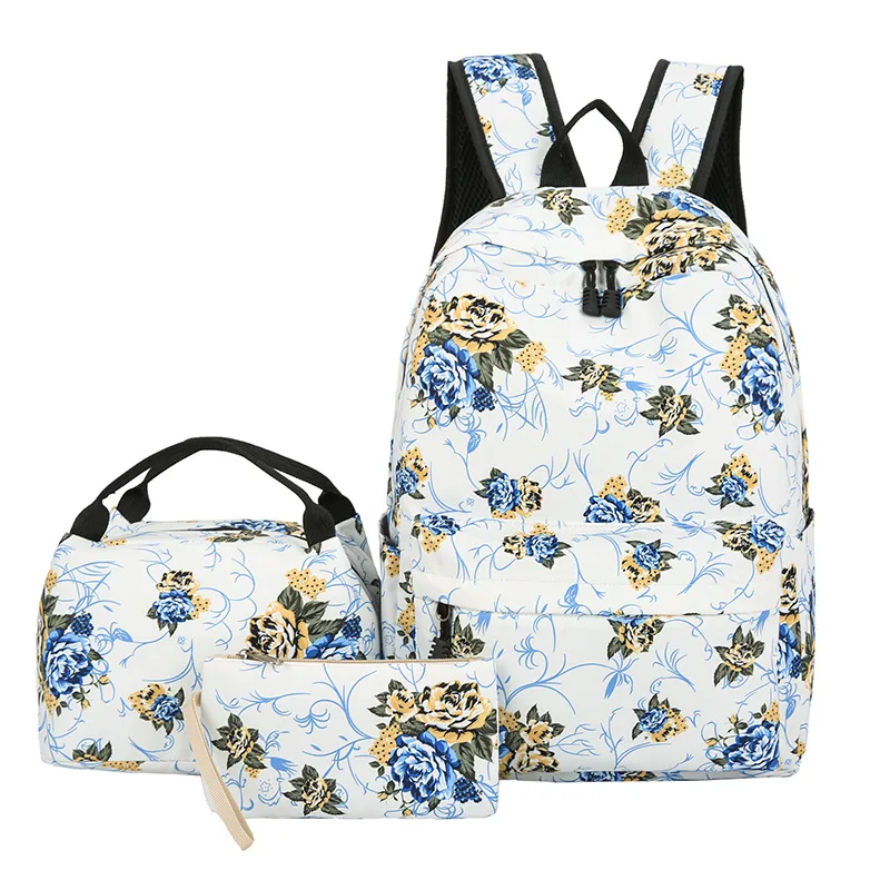 Casual Backpack Three piece Large Capacity Student Schoolbag Japanese Style Blue - Shop at LoveMi